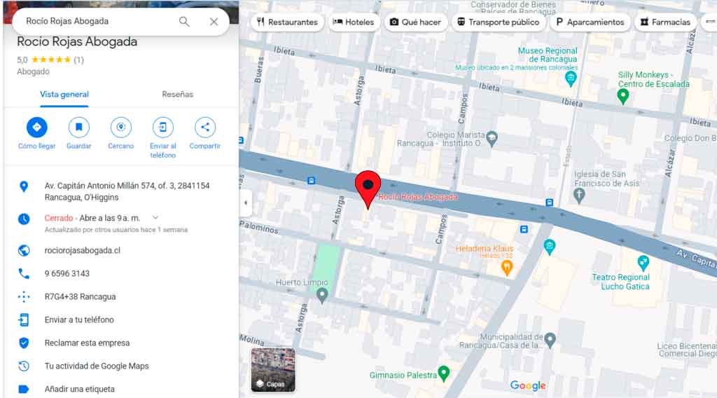 Bufete de abogados en Rancagua: dirección.